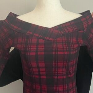 Indiesleeze, Whimsigoth Plaid Bodycon Dress - Women Size S - Peach Couture